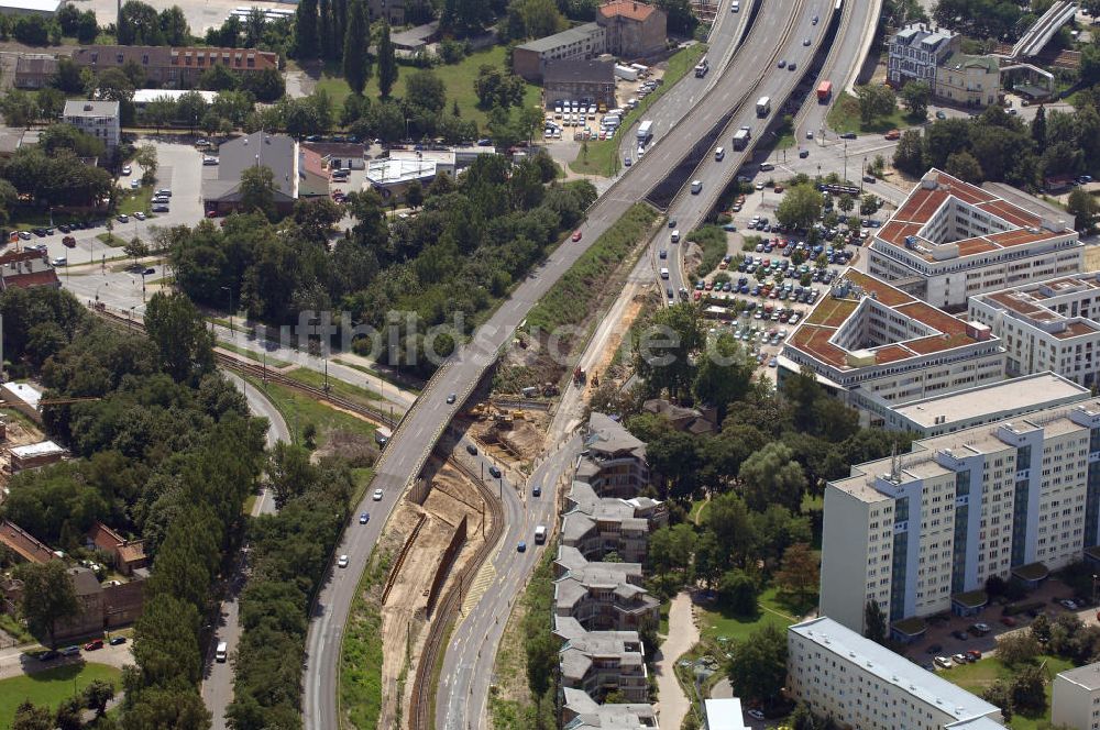 Luftbild POTSDAM - Größstes Potsdamer Verkehrsprojekt, die Sanierung der Humboldtbrücke