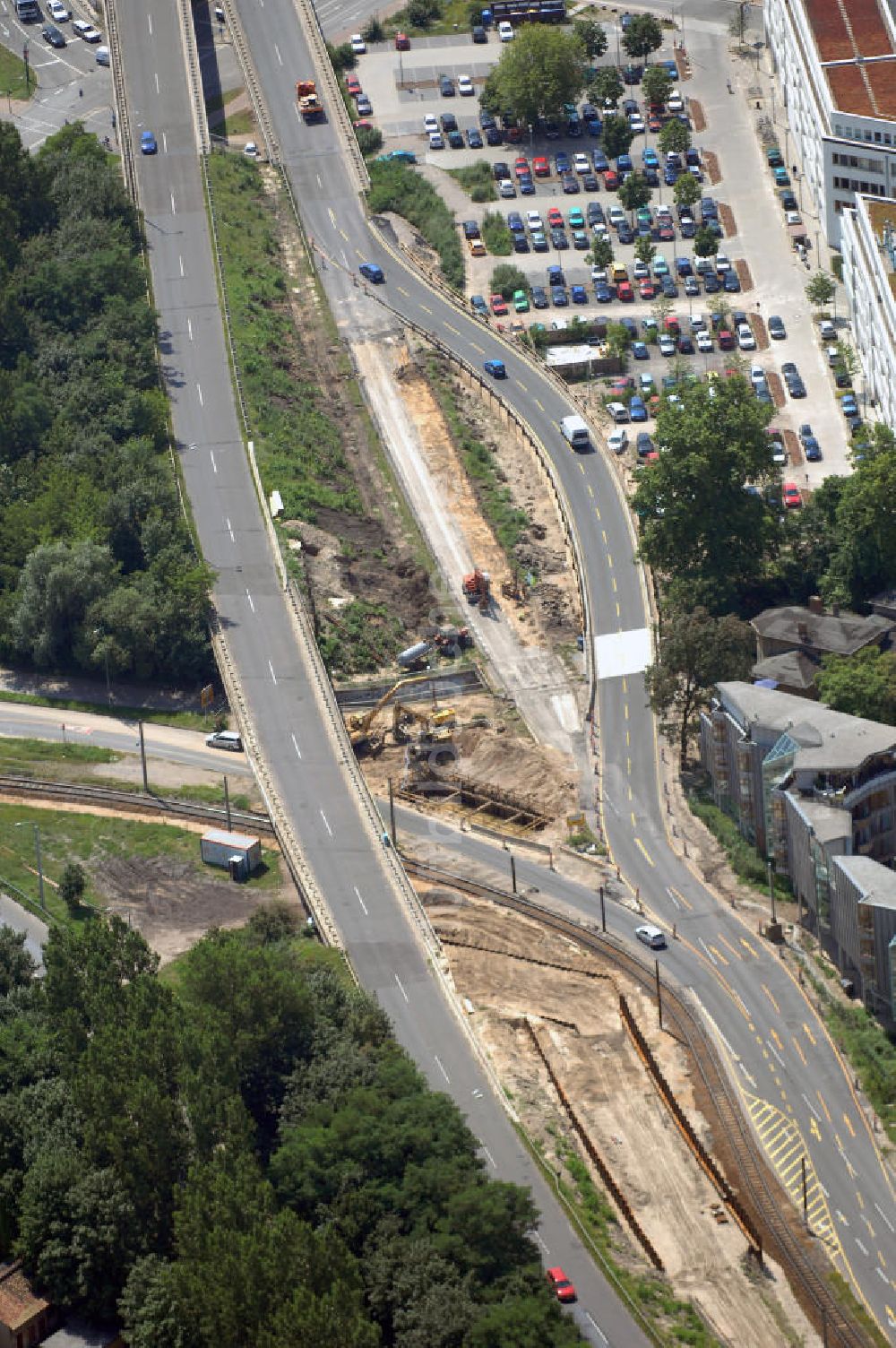 POTSDAM aus der Vogelperspektive: Größstes Potsdamer Verkehrsprojekt, die Sanierung der Humboldtbrücke