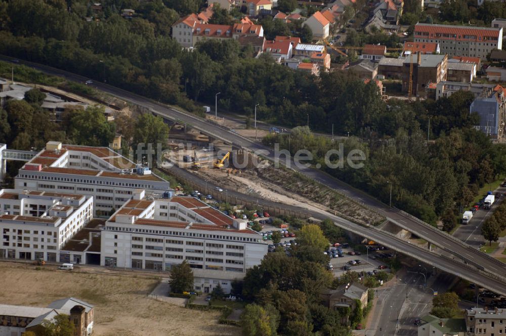 POTSDAM von oben - Größstes Potsdamer Verkehrsprojekt, die Sanierung der Humboldtbrücke