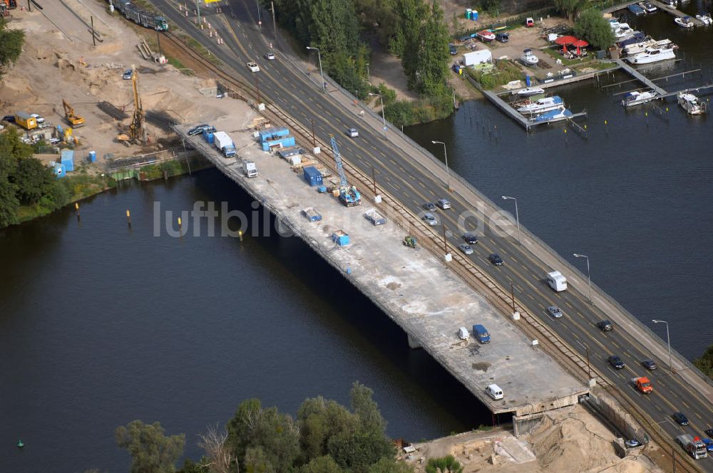 POTSDAM aus der Vogelperspektive: Größstes Potsdamer Verkehrsprojekt, die Sanierung der Humboldtbrücke