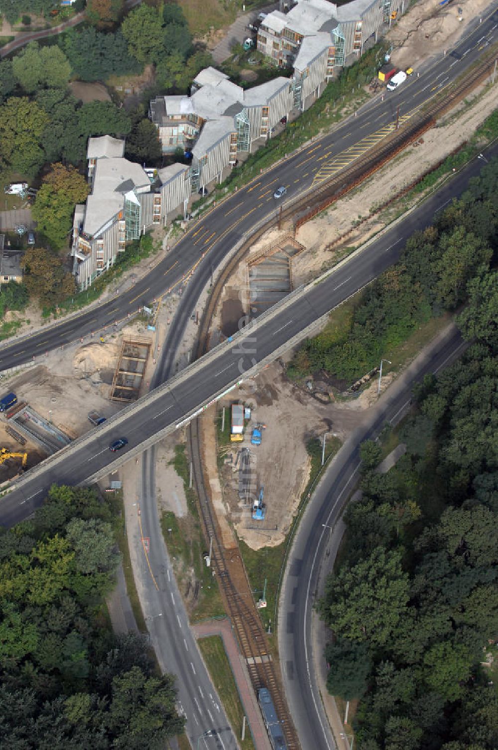 POTSDAM von oben - Größstes Potsdamer Verkehrsprojekt, die Sanierung der Humboldtbrücke