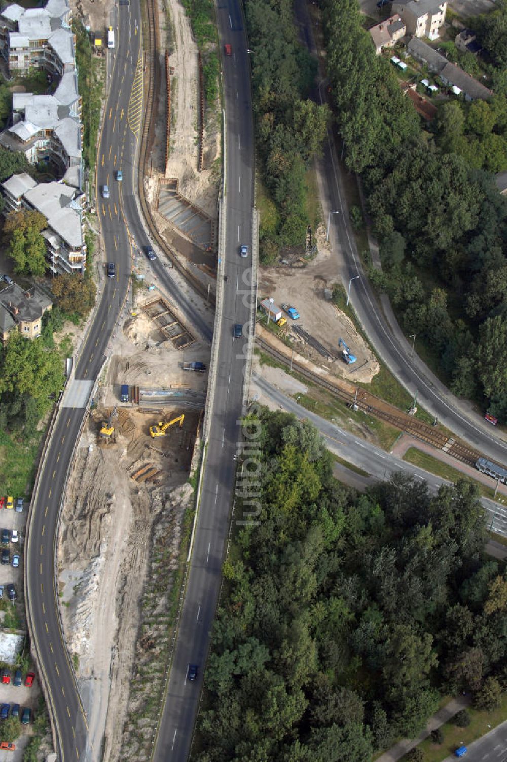 Luftbild POTSDAM - Größstes Potsdamer Verkehrsprojekt, die Sanierung der Humboldtbrücke