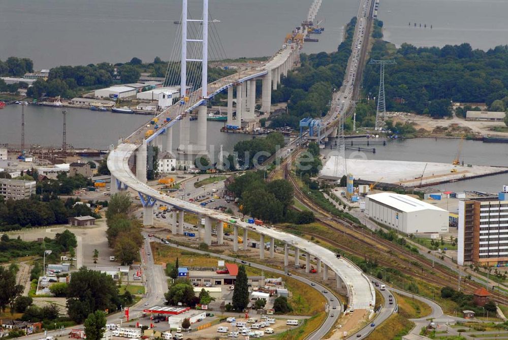 Luftbild Stralsund - Größte deutsche Hängebrücke geht der Fertigstellung entgegen