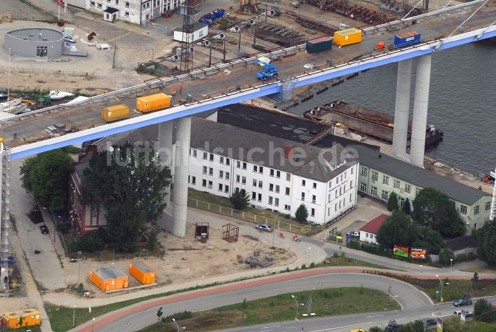 Luftbild Stralsund - Größte deutsche Hängebrücke geht der Fertigstellung entgegen