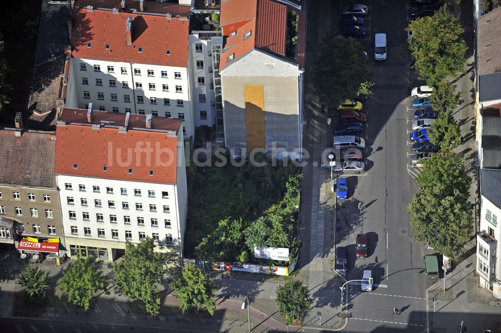 Luftbild Berlin - Grundstück Ecke Brunnenstraße / Anklamer Straße im Prenzlauer Berg