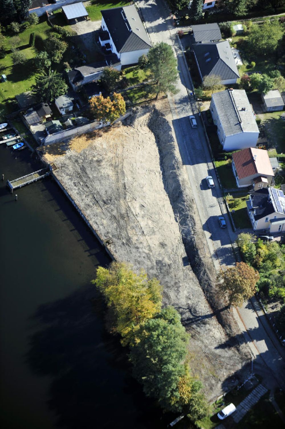 Grünheide aus der Vogelperspektive: Grundstück / property in Grünheide / Fangschleuse