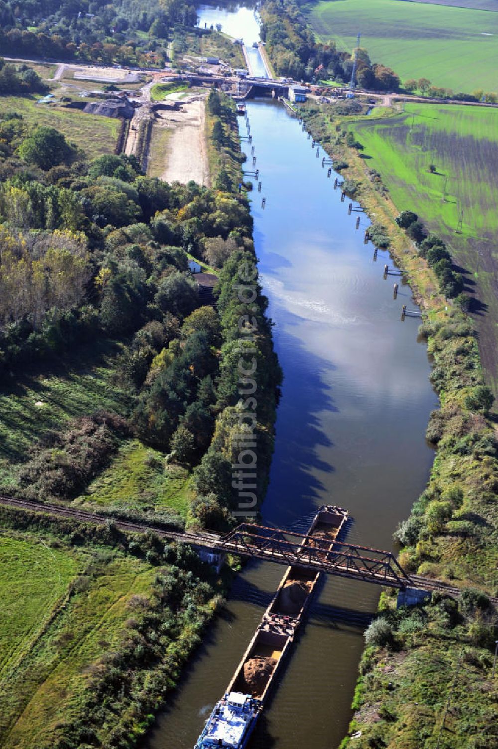 Luftbild Güsen - Güsener Eisenbahnbrücke in Sachsen-Anhalt