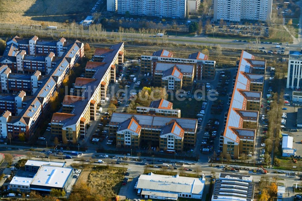 Berlin aus der Vogelperspektive: GSG-Gewerbepark in der Wolfener Straße im Bezirk Marzahn-Hellersdorf in Berlin