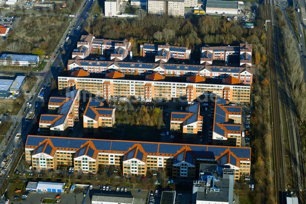 Berlin aus der Vogelperspektive: GSG-Gewerbepark in der Wolfener Straße im Bezirk Marzahn-Hellersdorf in Berlin