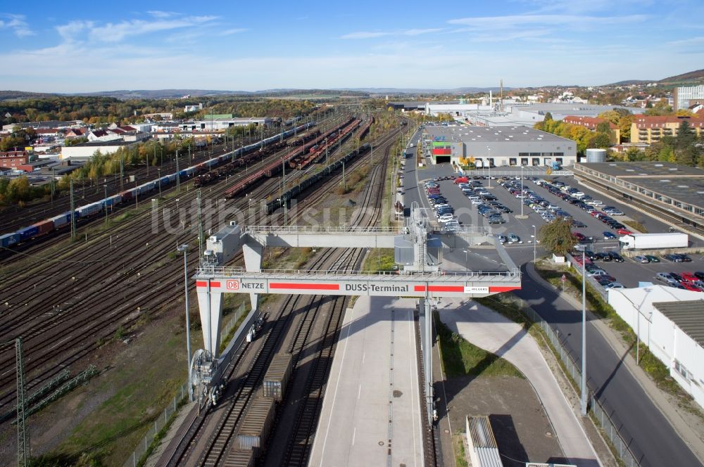 Göttingen von oben - Güterbahnhof in Göttingen im Bundesland Niedersachsen