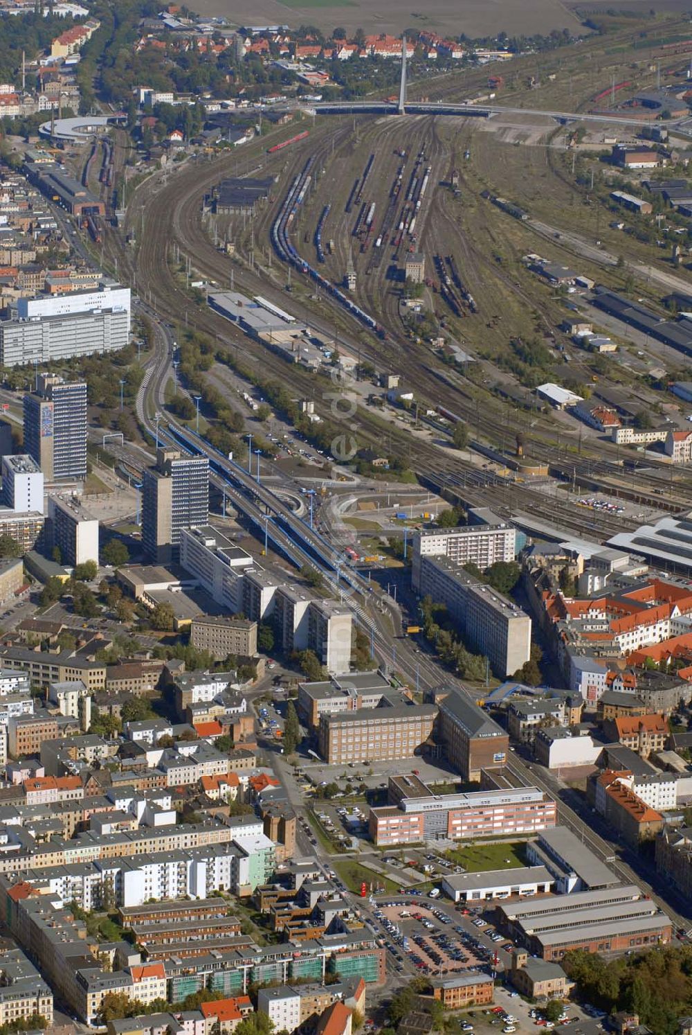 Halle aus der Vogelperspektive: Güterbahnhof Halle