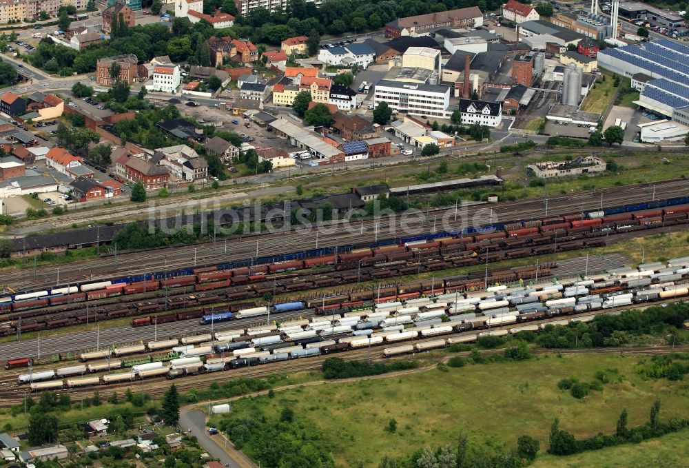 Nordhausen aus der Vogelperspektive: Güterbahnhof von Nordhausen im Bundesland Thüringen