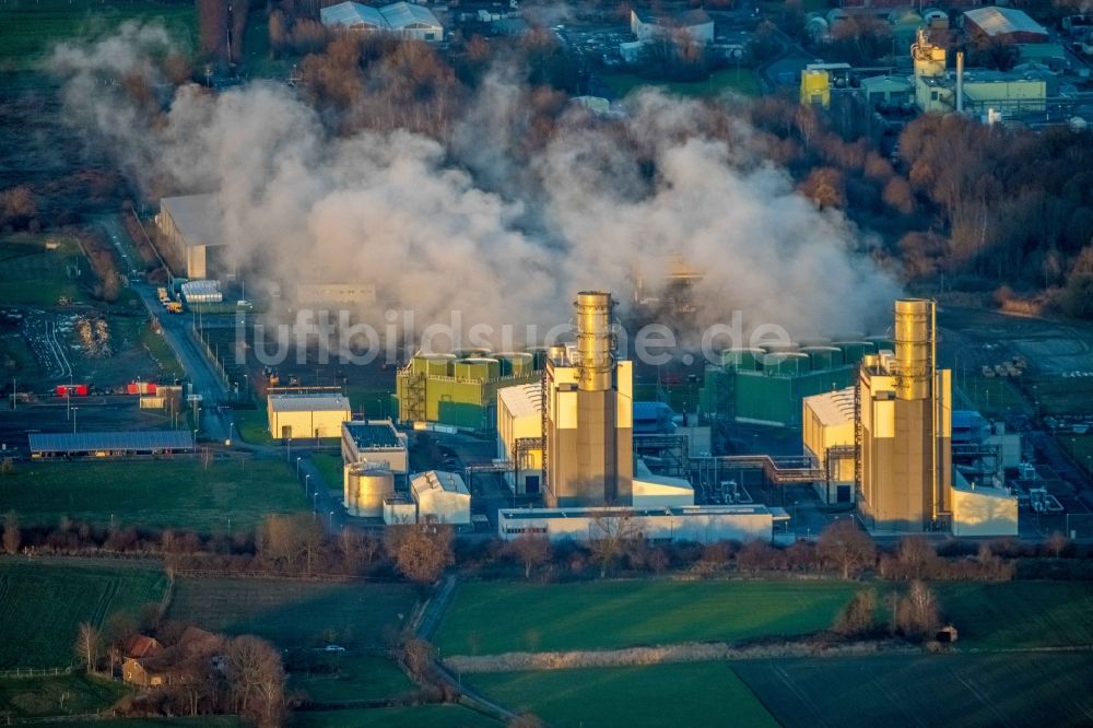 Hamm von oben - GuD Kraftwerk mit Gas- und Dampfturbinenanlagen im Ortsteil Uentrop in Hamm im Bundesland Nordrhein-Westfalen, Deutschland