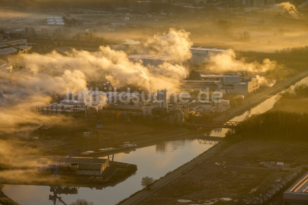 Hamm von oben - GUD Trianel - Gasturbinenkraftwerk beim Sonnenaufgang am Stadtrand von Hamm Nordrhein-Westfalen