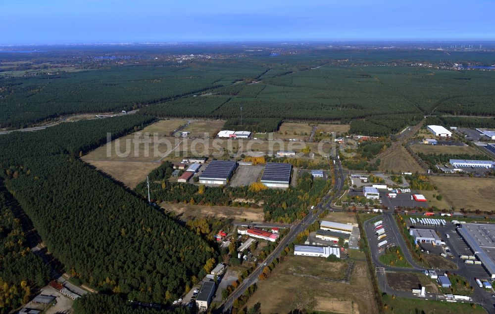 Freienbrink von oben - GVZ Güterverkehrszentrum und Gewerbegebiet Freienbrink im Bundesland Brandenburg