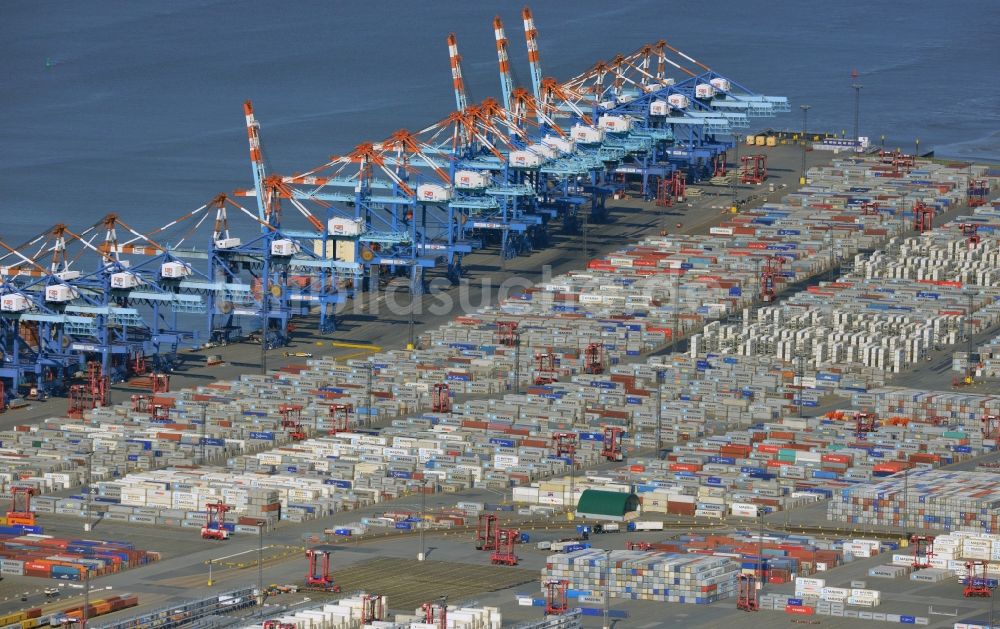 Luftaufnahme Bremerhaven - Hafen - Gelände des Containerterminal und Überseehafen Bremerhaven