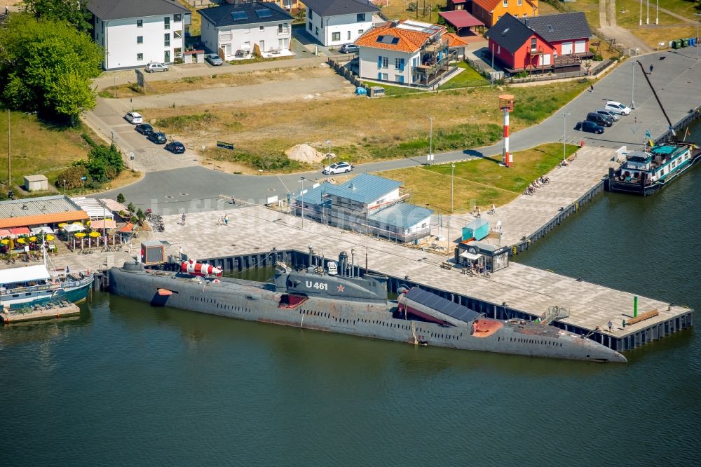 Luftbild Peenemünde - Hafen Peenemünde mit dem Unterseeboot U-461 im Bundesland Mecklenburg-Vorpommern