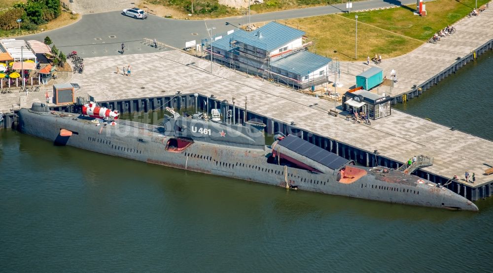 Luftaufnahme Peenemünde - Hafen Peenemünde mit dem Unterseeboot U-461 im Bundesland Mecklenburg-Vorpommern