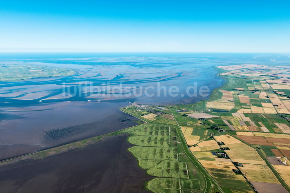 Dagebüll von oben - Hafenanlagen an der Meeres- Küste von Nordfriesland in Dagebüll im Bundesland Schleswig-Holstein, Deutschland