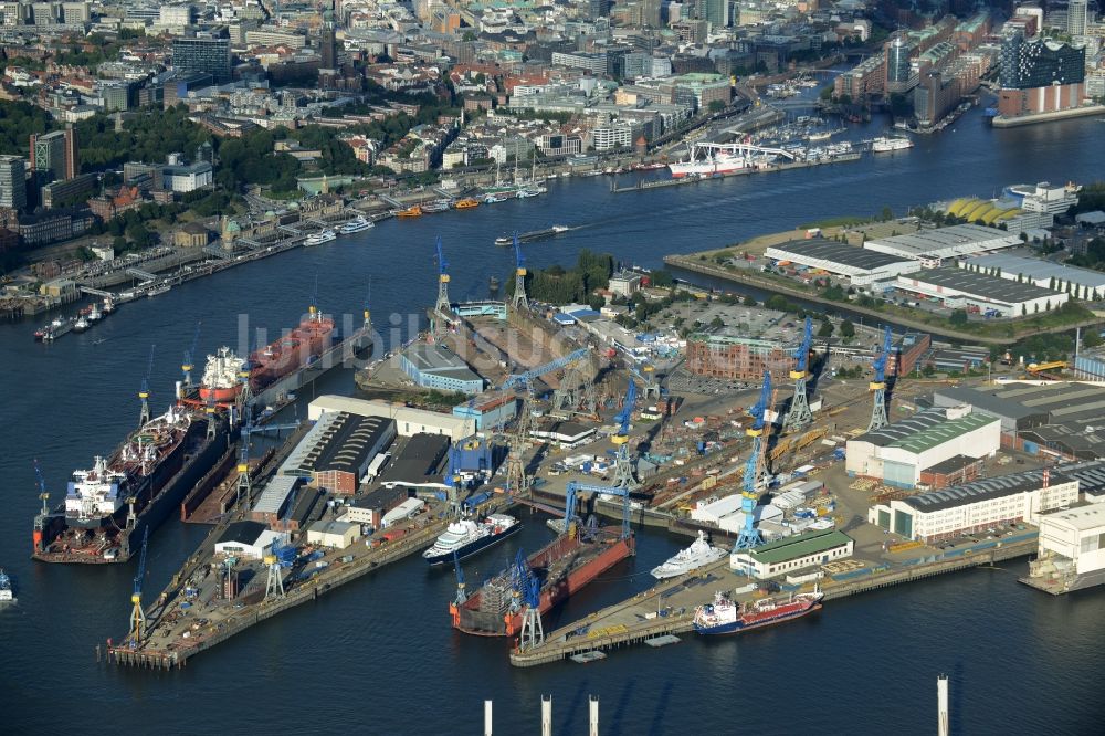 Luftbild Hamburg - Hafenanlagen und Terminals mit Lagerhallen und Speditions und Logistikunternehmen in Hamburg