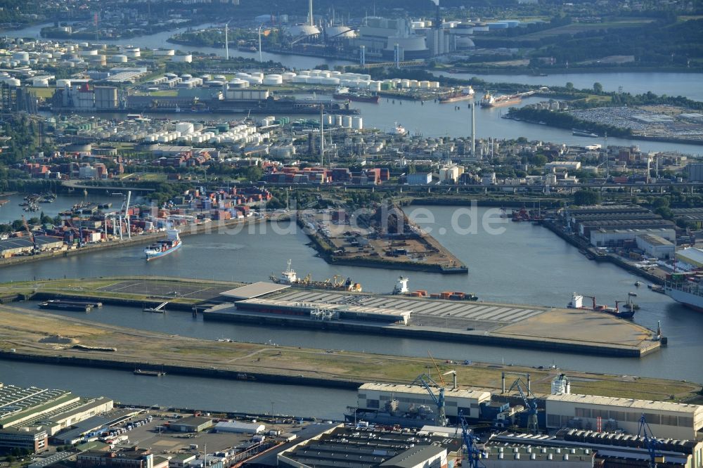 Luftbild Hamburg - Hafenanlagen und Terminals mit Lagerhallen und Speditions und Logistikunternehmen in Hamburg