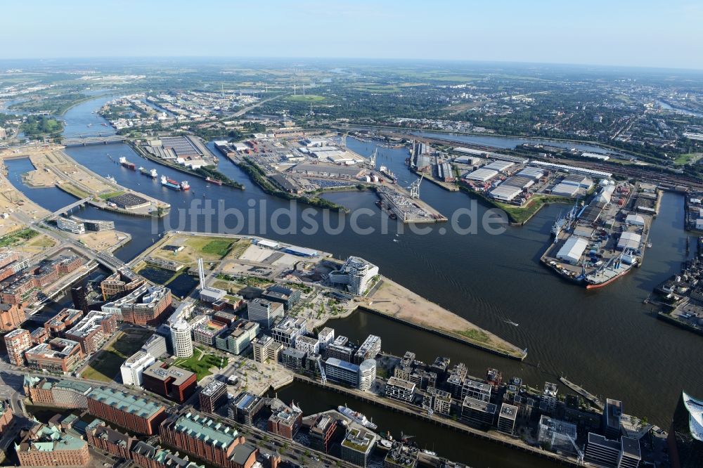 Luftbild Hamburg - Hafenanlagen am Ufer des Flußverlaufes der Elbe in Hamburg