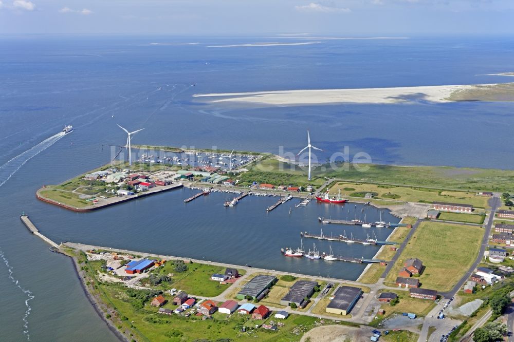 Borkum von oben - Hafenbereich der Ostfriesischen Insel Borkum im Bundesland Niedersachsen