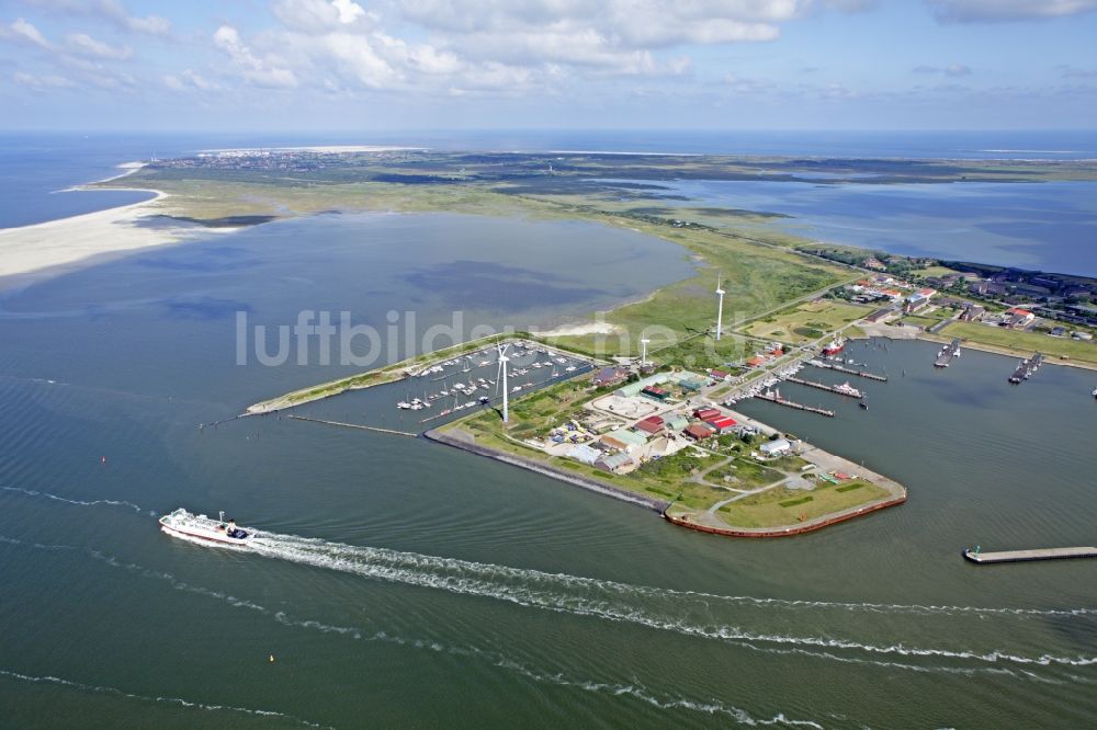 Borkum aus der Vogelperspektive: Hafenbereich der Ostfriesischen Insel Borkum im Bundesland Niedersachsen