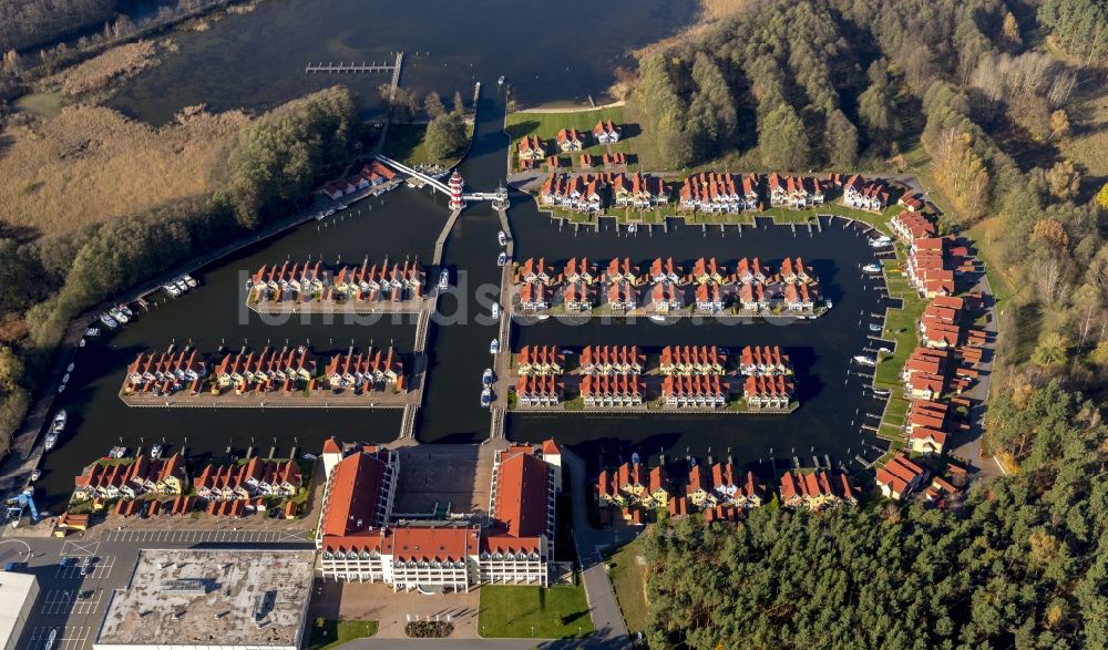 Luftaufnahme Rheinberg - Hafendorf am Rheinsberger See im Bundesland Brandenburg