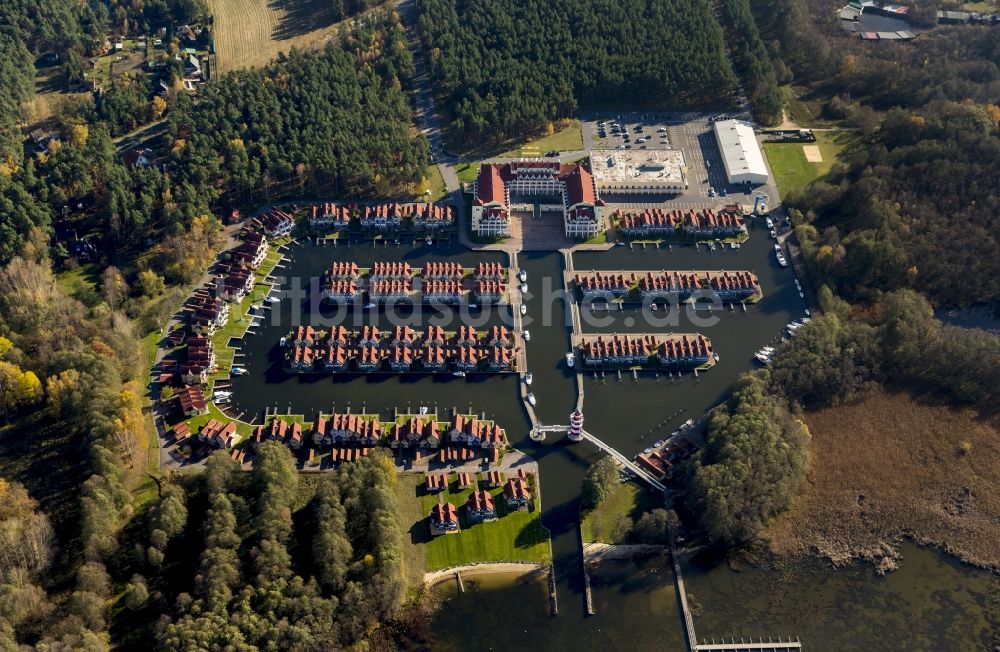 Luftaufnahme Rheinberg - Hafendorf am Rheinsberger See im Bundesland Brandenburg