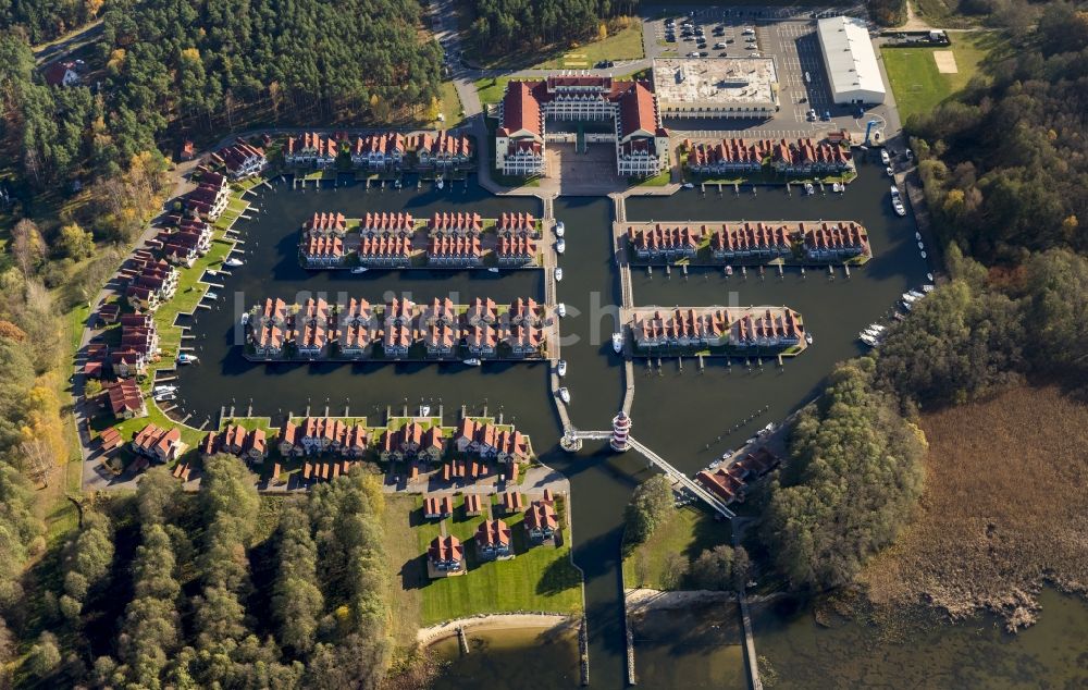 Rheinberg von oben - Hafendorf am Rheinsberger See im Bundesland Brandenburg