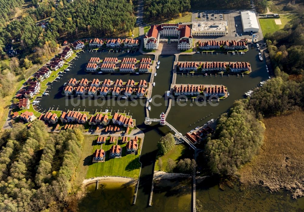 Luftaufnahme Rheinberg - Hafendorf am Rheinsberger See im Bundesland Brandenburg