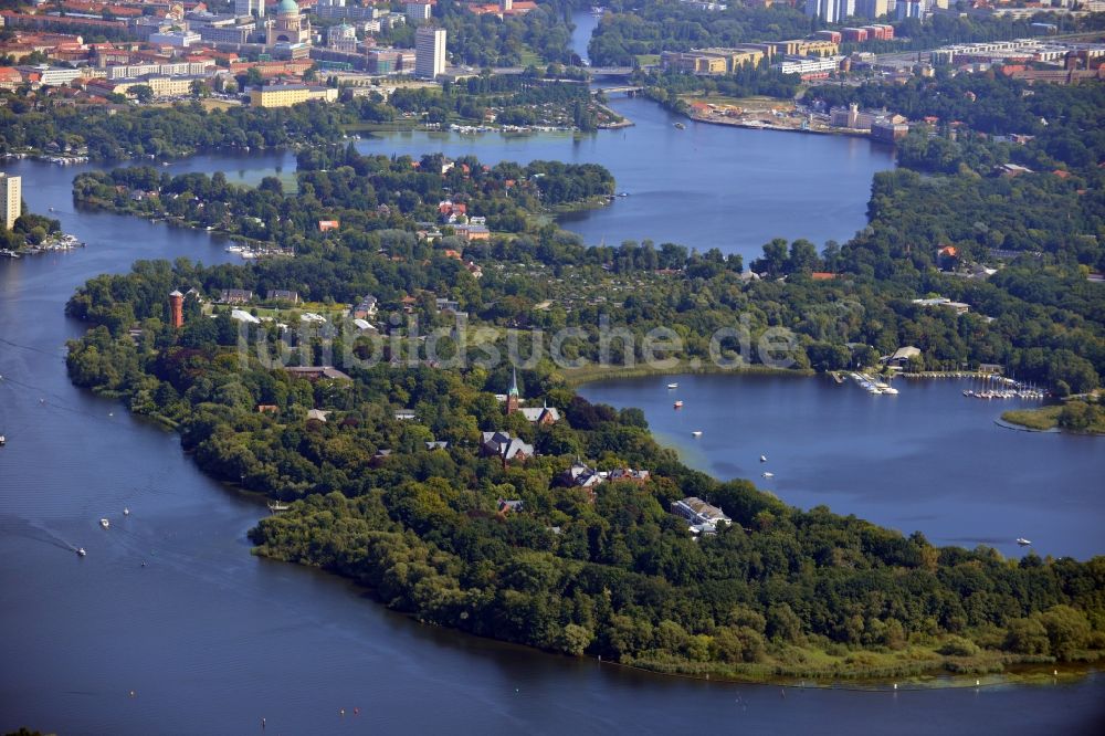 Luftaufnahme Potsdam - Halbinsel Hermannswerder in Potsdam im Bundesland Brandenburg