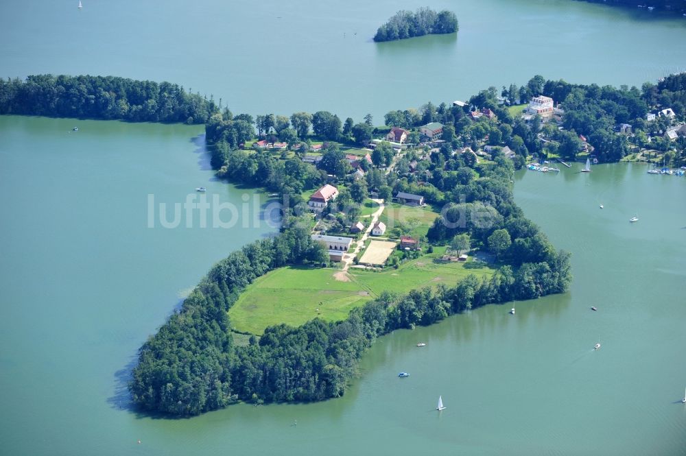 Luftbild Bad Saarow - Halbinsel auf dem Scharmützelsee in Bad Saarow im Bundesland Brandenburg