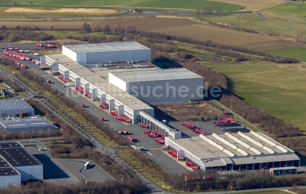 Luftbild Werl - Hallen und Lager des Logistik- und Vertriebszentrum des Zentrallagers und der Spedition des Autozubehörhändlers ATU in Werl im Bundesland Nordrhein-Westfalen NRW