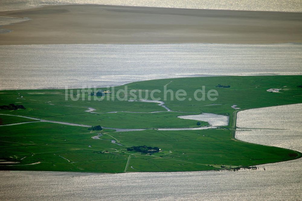 Hooge aus der Vogelperspektive: Hallig Hooge in Schleswig-Holstein