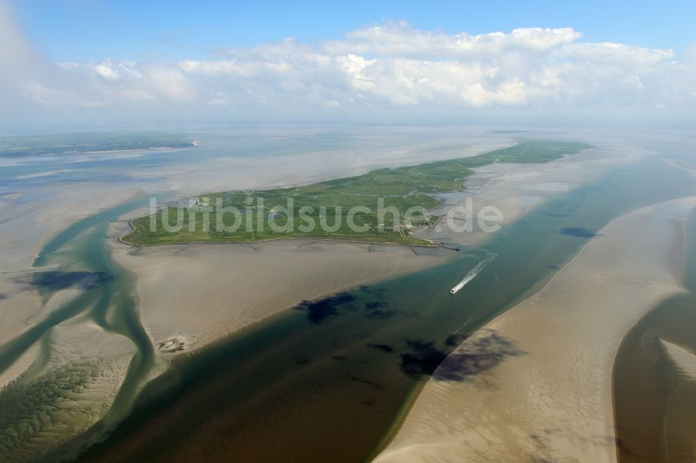 Luftbild Langeneß - Hallig- Landschaft der Nordsee - Insel in Langeneß im Bundesland Schleswig-Holstein, Deutschland