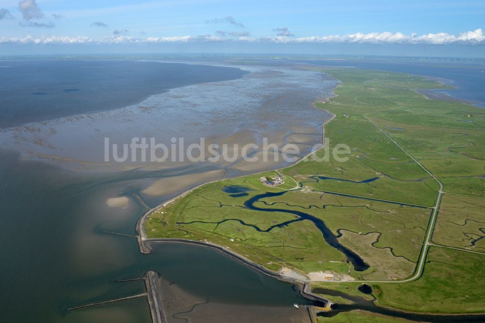 Luftbild Langeneß - Hallig- Landschaft der Nordsee - Insel in Langeneß im Bundesland Schleswig-Holstein, Deutschland