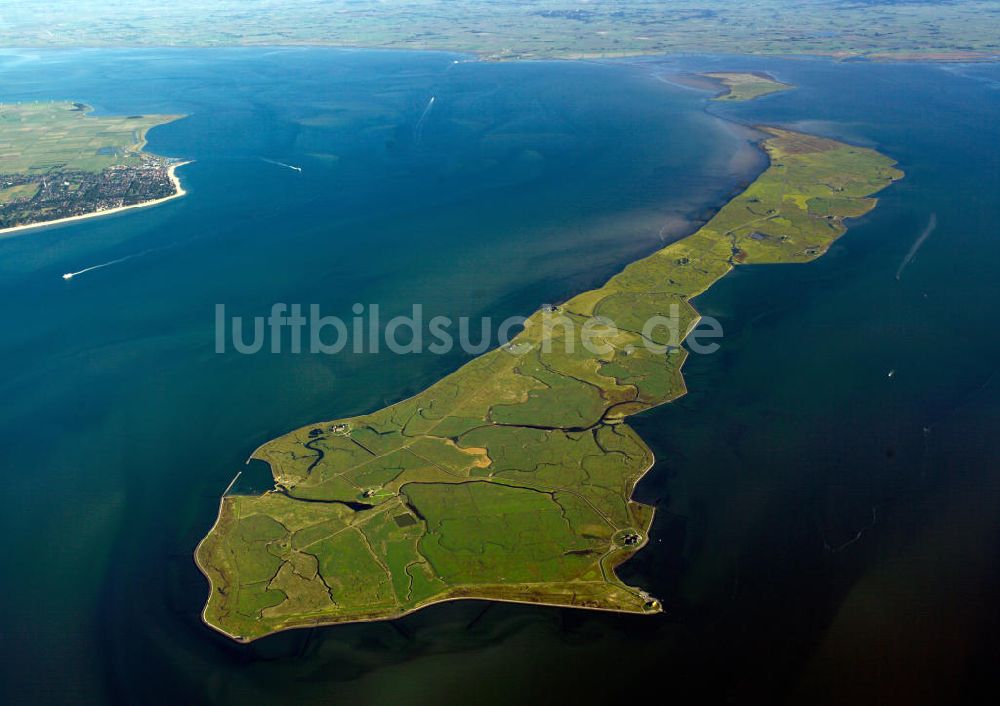 Langeneß aus der Vogelperspektive: Hallig Langeneß in Schleswig-Holstein