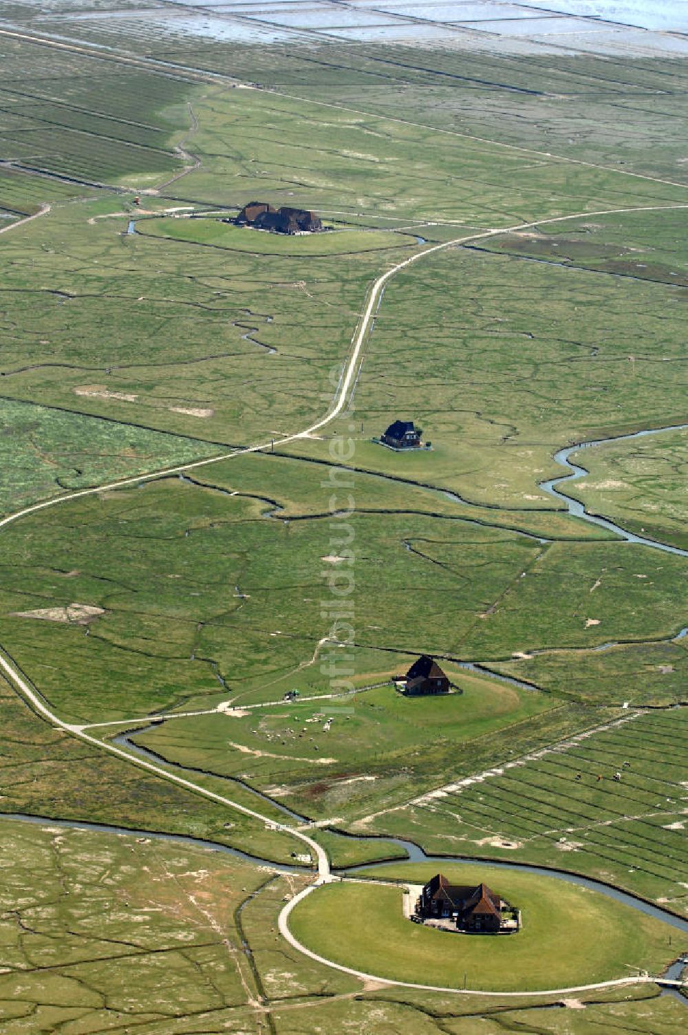 Hallig Nordstrandischmoor aus der Vogelperspektive: Hallig Nordstrandischmoor