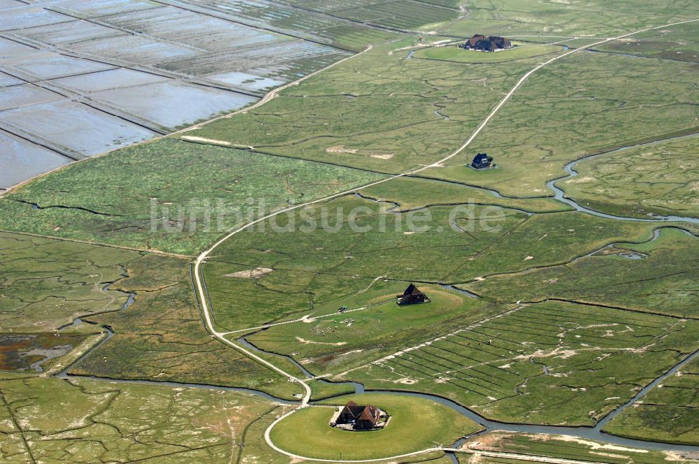 Hallig Nordstrandischmoor von oben - Hallig Nordstrandischmoor