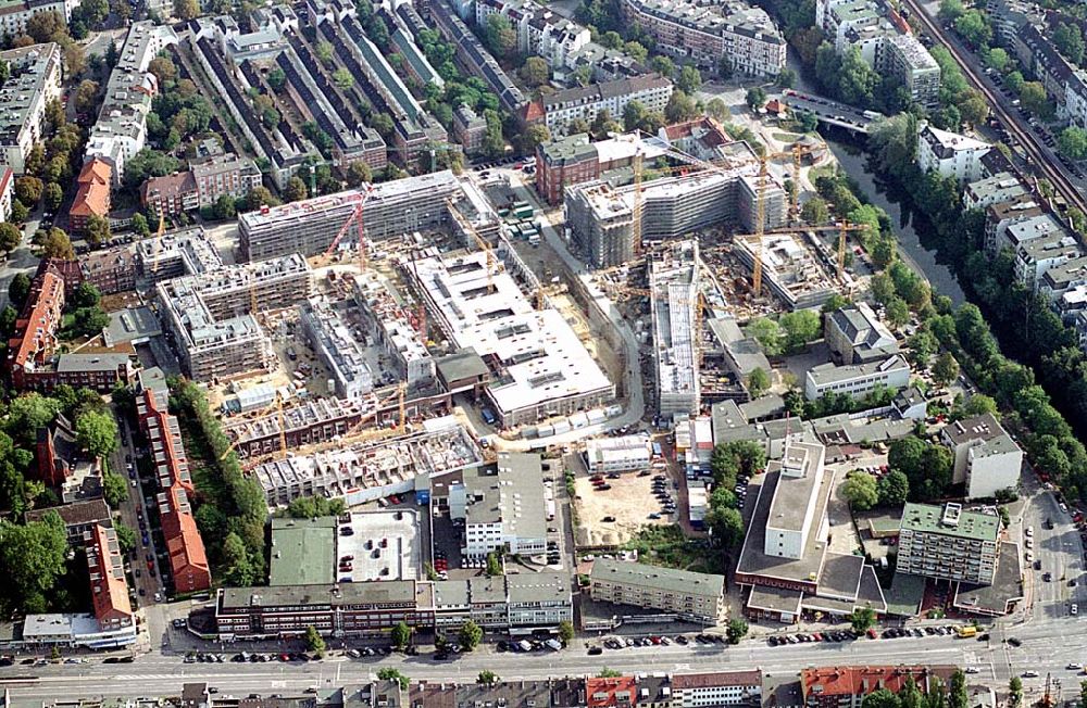 Hamburg aus der Vogelperspektive: Hamburg Blick auf die Büro- und Geschäftshaus-Baustelle westlich der Alster in Hamburg 06.03.2003