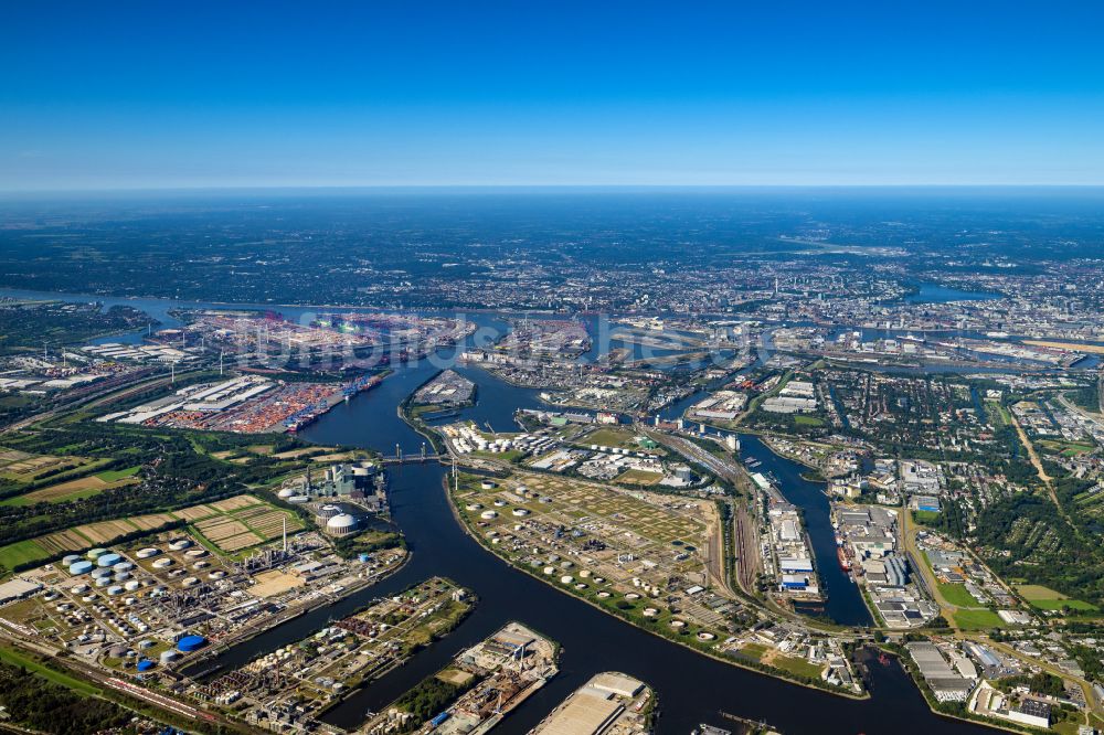 Luftaufnahme Hamburg - Hamburger Hafen Gesamtübersicht des Hafengebietes in Hamburg, Deutschland