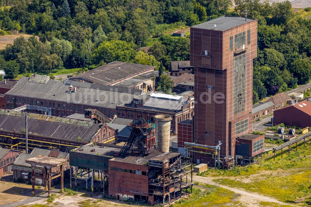 Luftaufnahme Hamm - Hammerkopfturm auf dem Gelände der Industrie- Ruine Zeche Heinrich Robert in Hamm im Bundesland Nordrhein-Westfalen, Deutschland