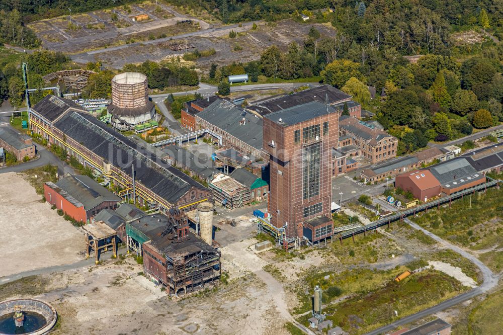 Luftbild Wiescherhöfen - Hammerkopfturm auf dem Gelände der Industrie- Ruine Zeche Heinrich Robert in Wiescherhöfen im Bundesland Nordrhein-Westfalen, Deutschland