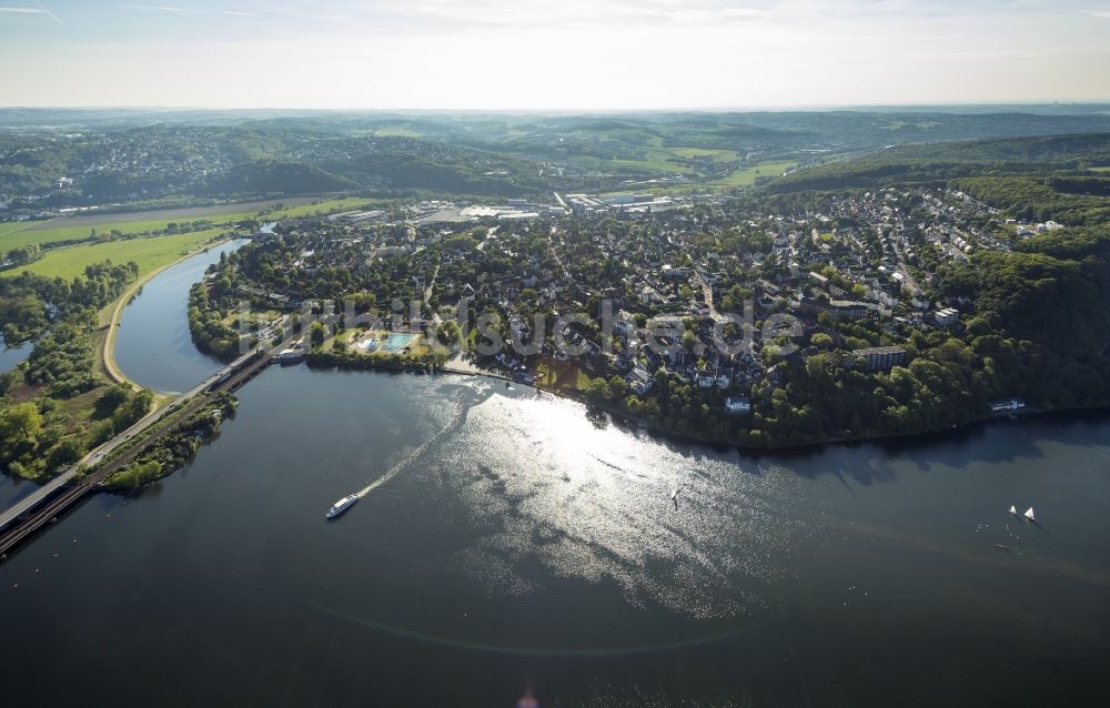 Luftbild Wetter - Harkortsee mit Obergraben und Sonnenreflektion im Freibad Wetter im Ruhrgebiet im Bundesland Nordrhein-Westfalen