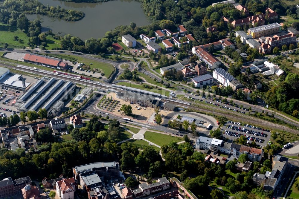 Luftaufnahme Greifswald - Hauptbahnhof an der Bahnhofstraße in Greifswald im Bundesland Mecklenburg-Vorpommern, Deutschland