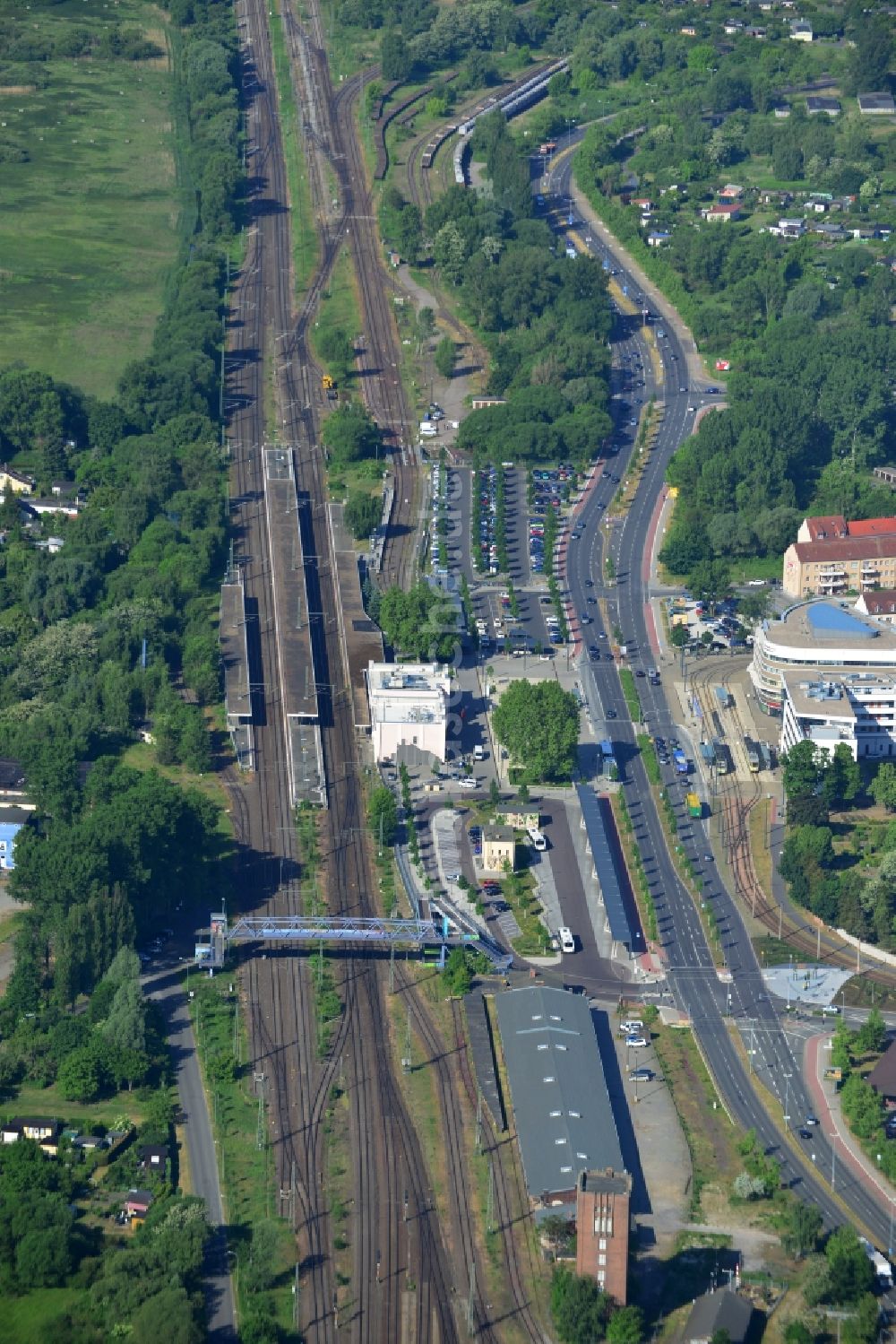 Luftbild Brandenburg an der Havel - Hauptbahnhof der Deutschen Bahn in Brandenburg an der Havel im Bundesland Brandenburg