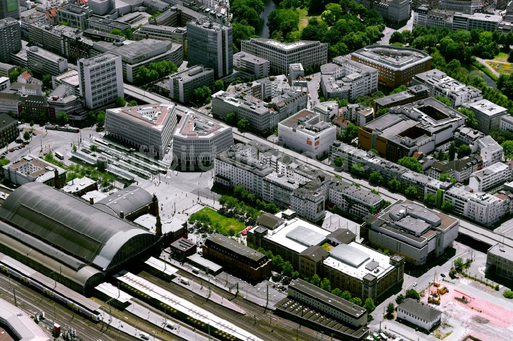 Luftaufnahme Bremen - Hauptbahnhof der Deutschen Bahn in Bremen, Deutschland