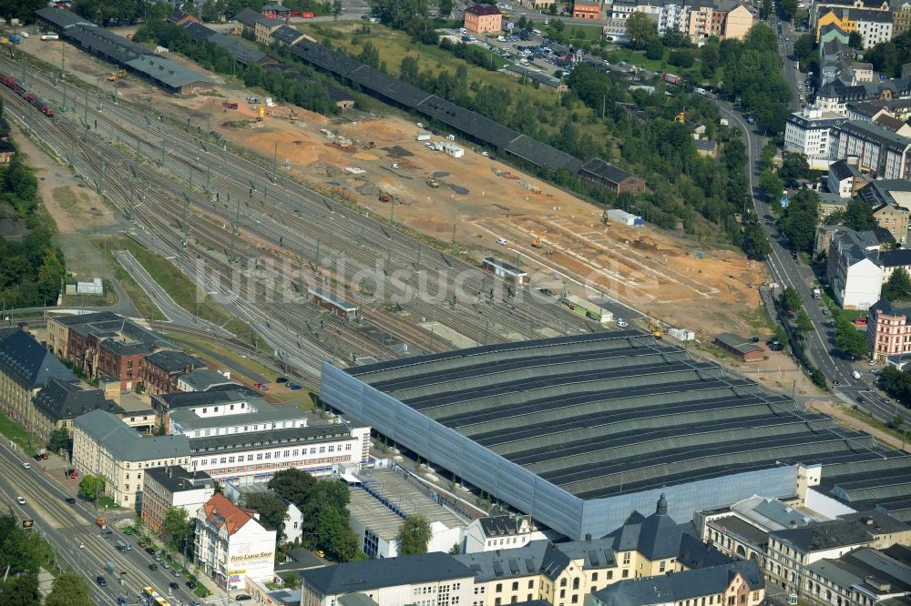 Luftaufnahme Chemnitz - Hauptbahnhof der Deutschen Bahn in Chemnitz im Bundesland Sachsen